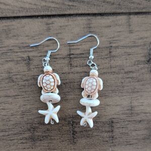 Handcrafted Turtle and Starfish Earrings
